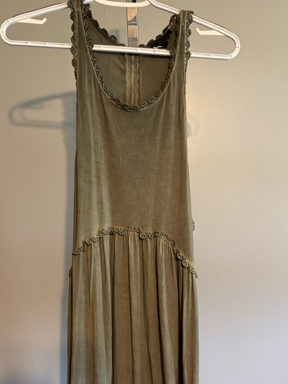 POL Sundress Women's Size Medium Babydoll Sleeveless Dress Green Racerback - Picture 5 of 11